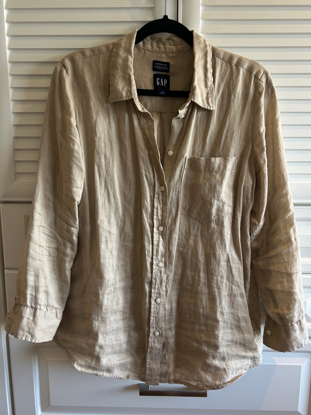 GAP Beige Lightweight Linen Button-Down Shirt